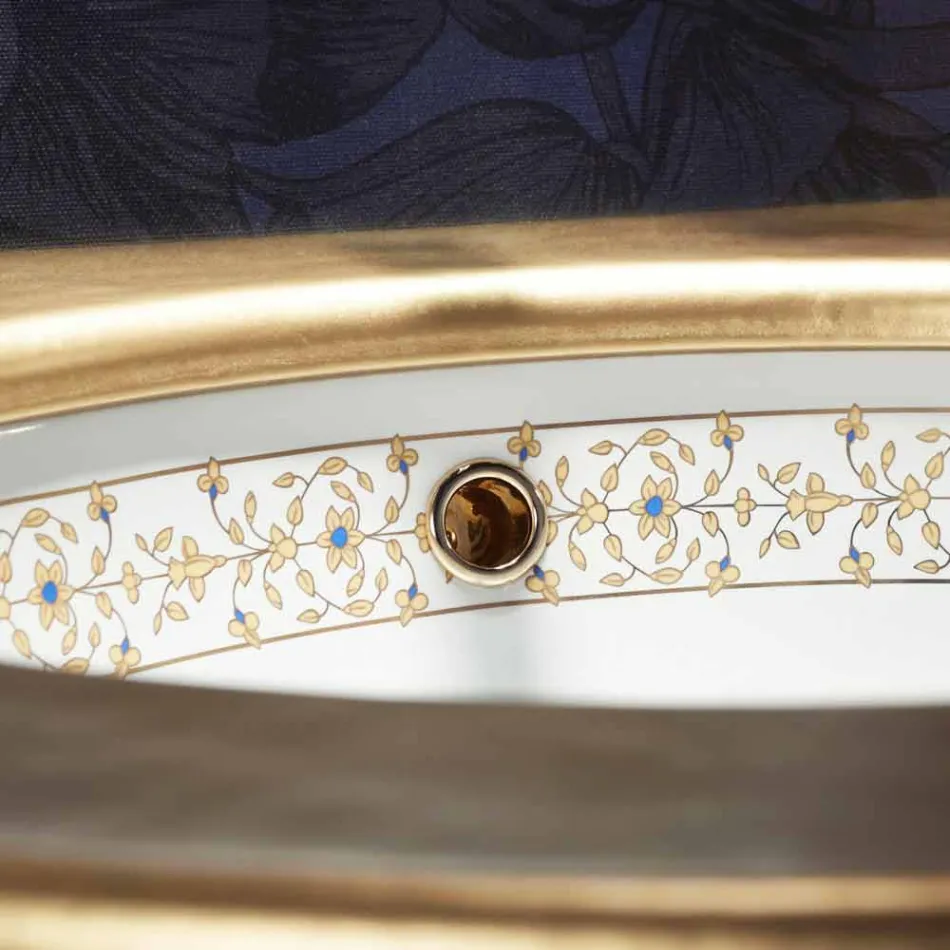 حوض مدمج بتصميم باروكي من طين النار مصنوع في إيطاليا، إيجة Viadurini