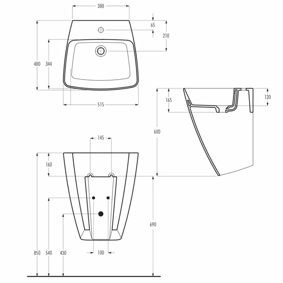 حوض غسيل سيراميكي حديث التصميم مثبت على الحائط، صنع في إيطاليا، جوران Viadurini