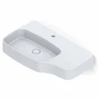 حوض غسيل حائطي حديث من السيراميك، صنع في إيطاليا، هاملت Viadurini