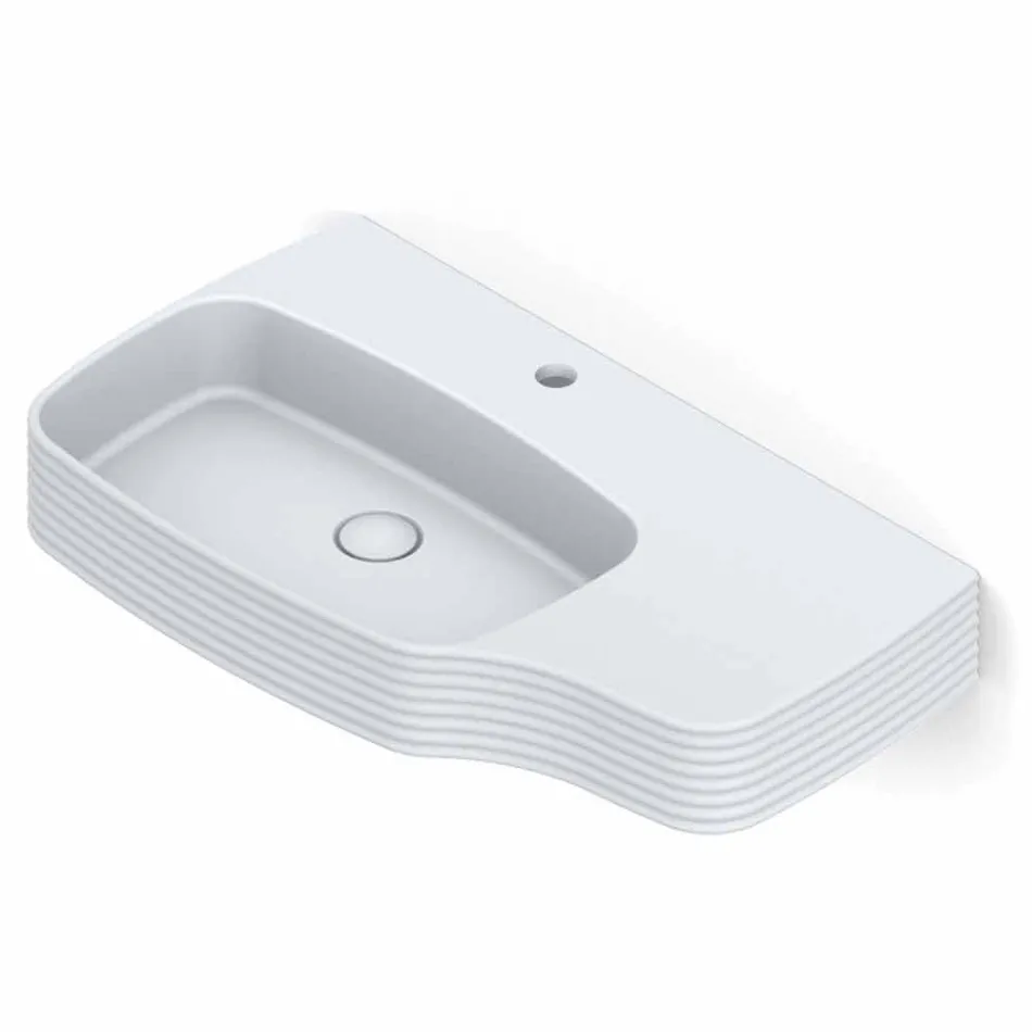 حوض غسيل حائطي حديث من السيراميك، صنع في إيطاليا، هاملت Viadurini