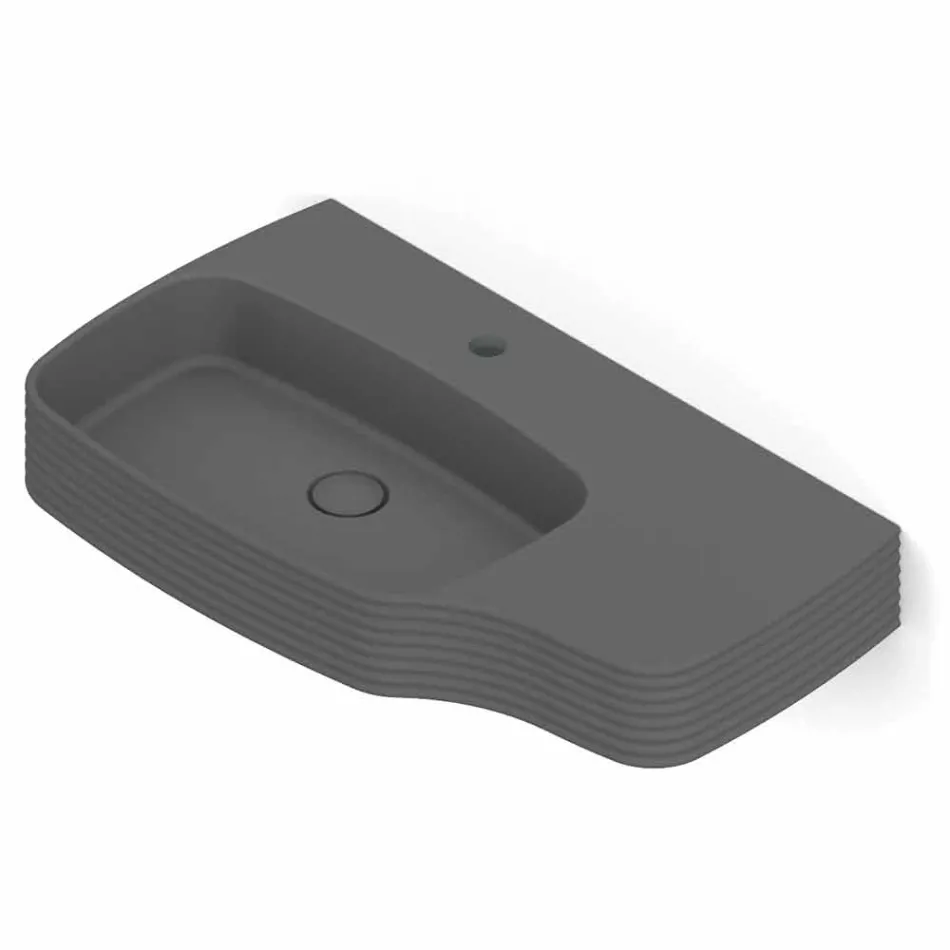 حوض غسيل حائطي حديث من السيراميك، صنع في إيطاليا، هاملت Viadurini