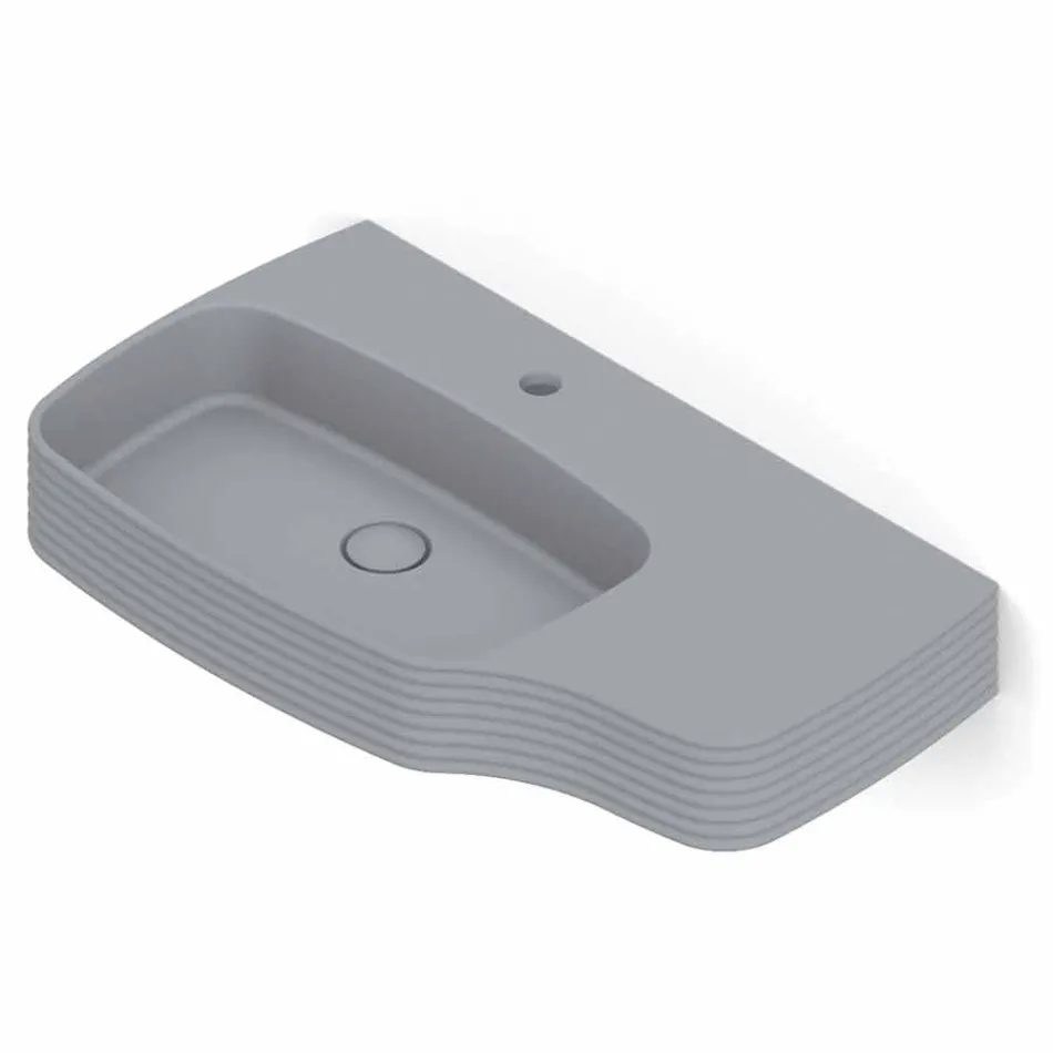 حوض غسيل حائطي حديث من السيراميك، صنع في إيطاليا، هاملت Viadurini