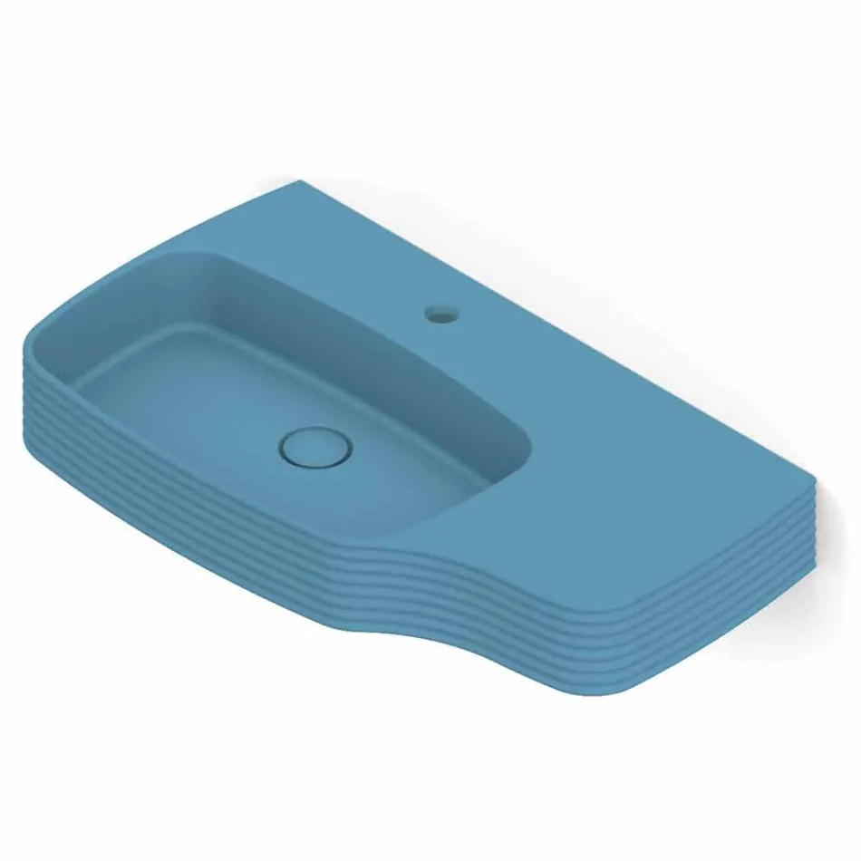 حوض غسيل حائطي حديث من السيراميك، صنع في إيطاليا، هاملت Viadurini