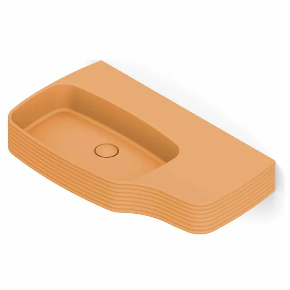 حوض غسيل حائطي حديث من السيراميك، صنع في إيطاليا، هاملت Viadurini