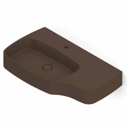 حوض غسيل حائطي حديث من السيراميك، صنع في إيطاليا، هاملت Viadurini