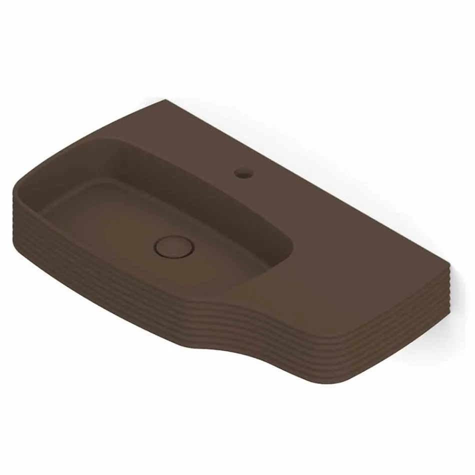 حوض غسيل حائطي حديث من السيراميك، صنع في إيطاليا، هاملت Viadurini