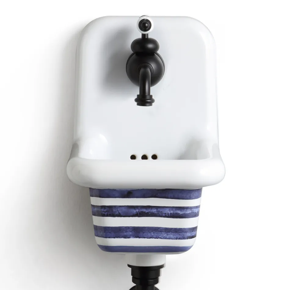 حوض غسيل حائطي من السيراميك بتصميم عصري منقوش، مقاس 26 سم - الأردن Viadurini