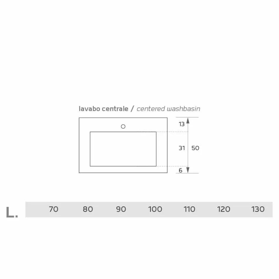 حوض غسيل حديث معلق من Luxolid مصنوع في إيطاليا، Ruffano Viadurini