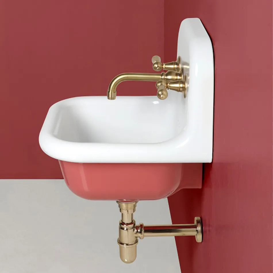 حوض غسيل حمام معلق باللون الأبيض والسيراميك الملون 42 سم - ميريديانو Viadurini