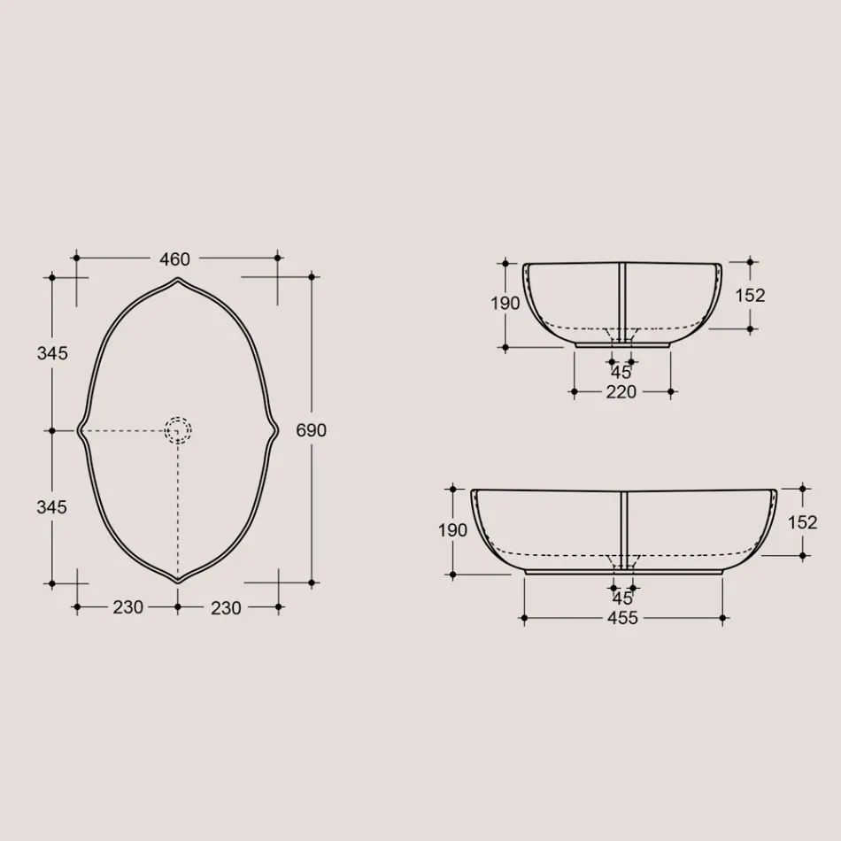 حوض غسيل حمام سيراميكي لامع مصنوع في إيطاليا - أوسكار Viadurini