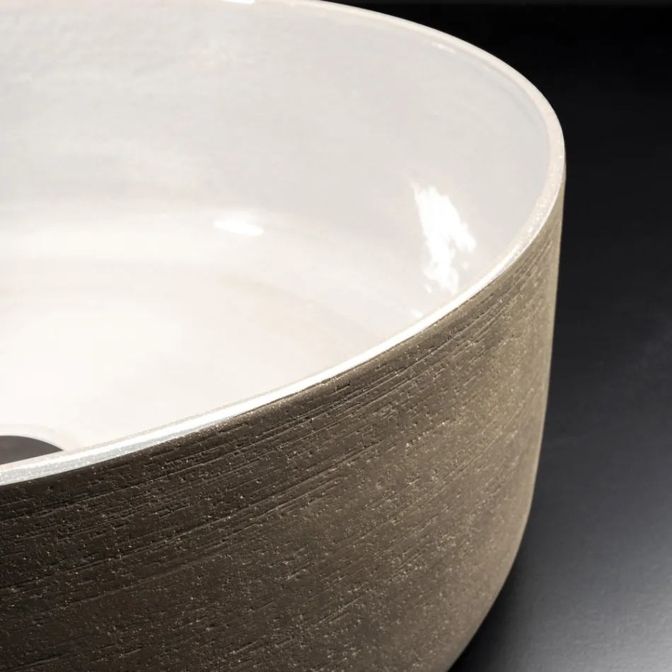 حوض غسيل حمام بتصميم أبيض من الطين الحراري، صنع في إيطاليا - تاتيانا Viadurini