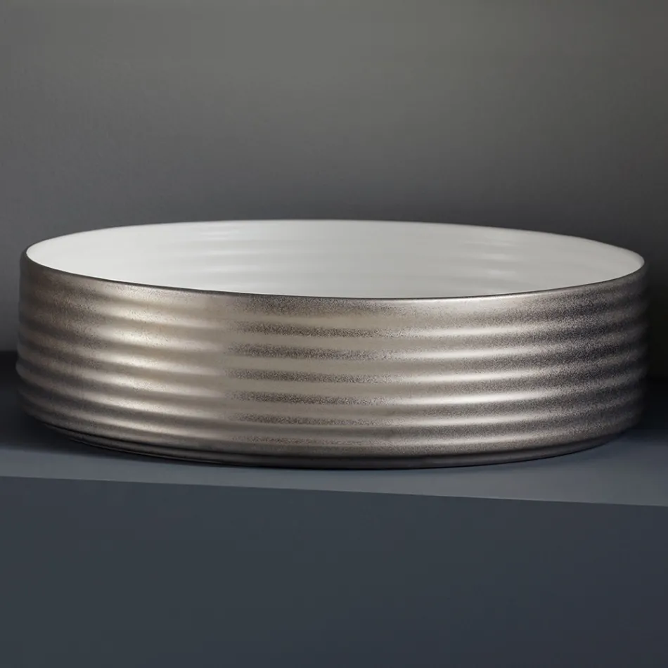 حوض حمام من الخزف الحجري المصنوع يدويًا في إيطاليا - دارتس Viadurini