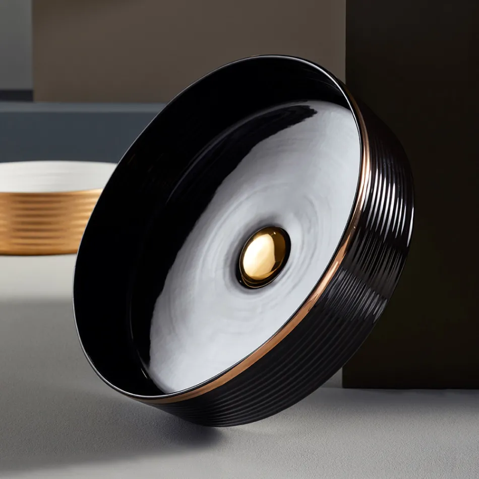 حوض حمام من الخزف الحجري المصنوع يدويًا في إيطاليا - دارتس Viadurini