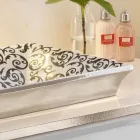 حوض حمام نصف غائر مزخرف يدويًا بطين النار المصنوع في إيطاليا، جويدو Viadurini