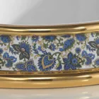 حوض حمام نصف غائر مصنوع من طين النار والذهب، صنع في إيطاليا، مانيلو Viadurini