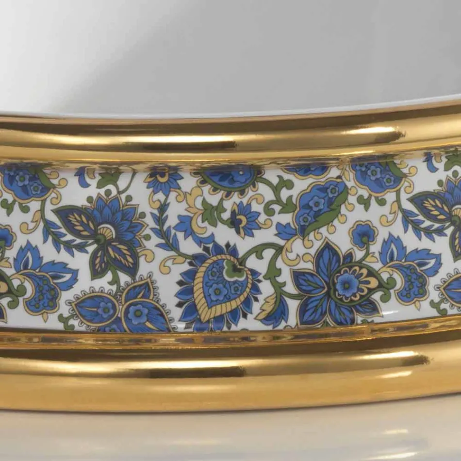 حوض حمام نصف غائر مصنوع من طين النار والذهب، صنع في إيطاليا، مانيلو Viadurini