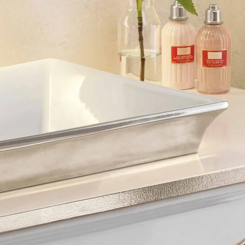 حوض حمام نصف غائر مصنوع من الطين الناري والبلاتين، صنع في إيطاليا، جويدو Viadurini