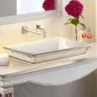 حوض حمام نصف غائر مصنوع من الطين الناري والبلاتين، صنع في إيطاليا، جويدو Viadurini