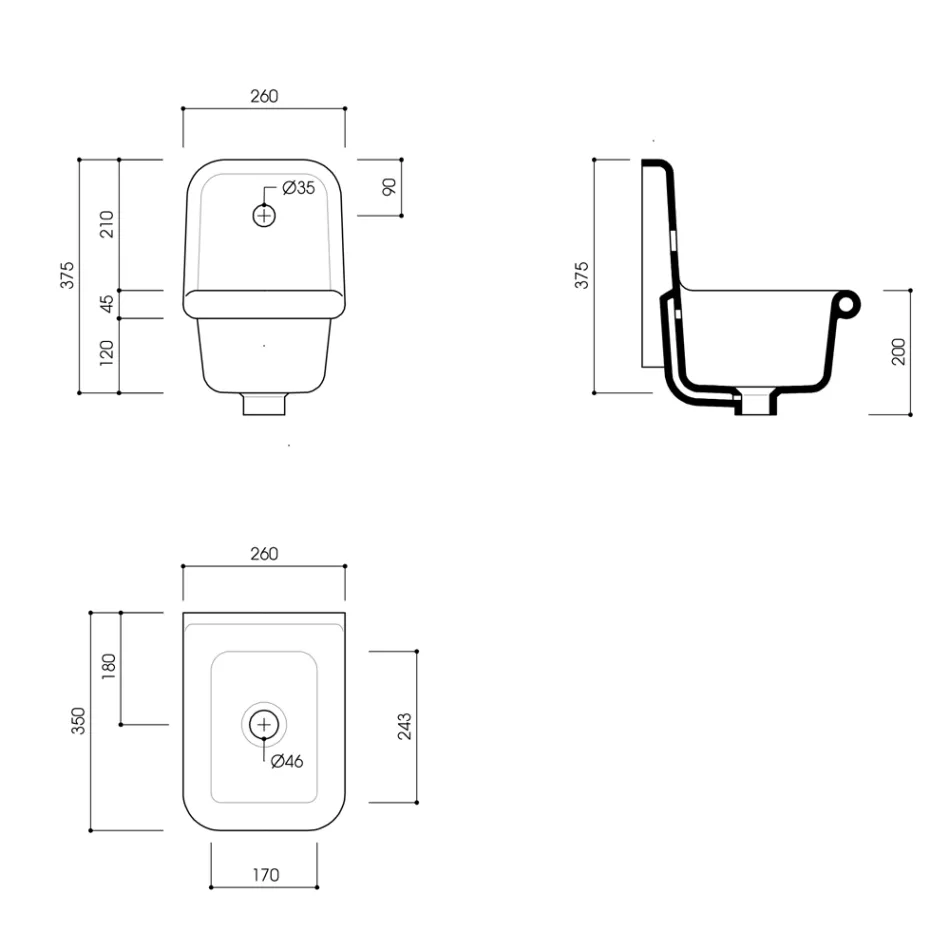 حوض غسيل حائطي سيراميكي ملون على الطراز العتيق، ٢٦ سم - جوردان Viadurini