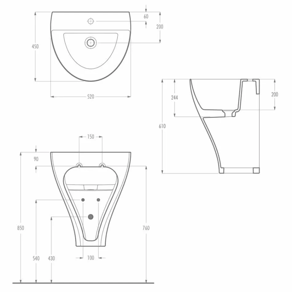 حوض حمام حديث من السيراميك معلق على الحائط، صنع في إيطاليا، فيوريلو Viadurini