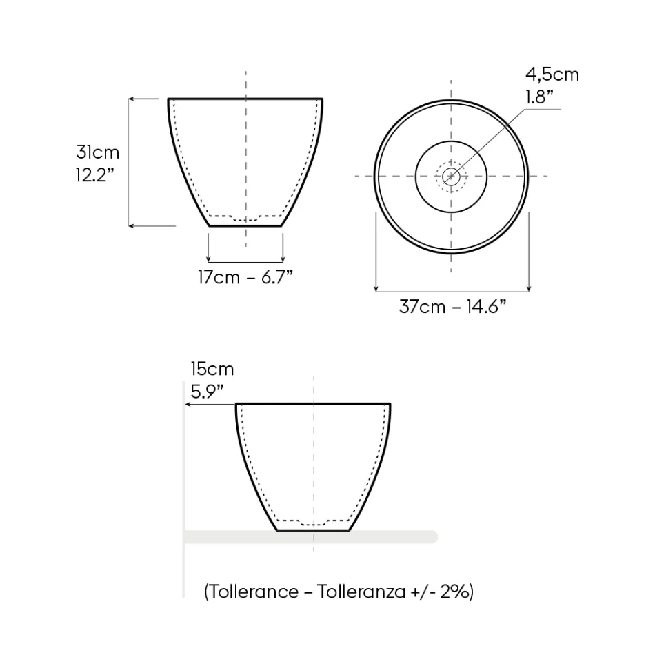حوض مطبخ مخروطي الشكل مصنوع يدويًا من الطين الناري - أوربيت Viadurini