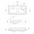 حوض غسيل كلاسيكي مزدوج من السيراميك مصنوع في إيطاليا، سوامي Viadurini
