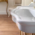 حوض غسيل كونسول مع وعاء سيراميك مزدوج، صنع في إيطاليا فينتاج - بولينا Viadurini