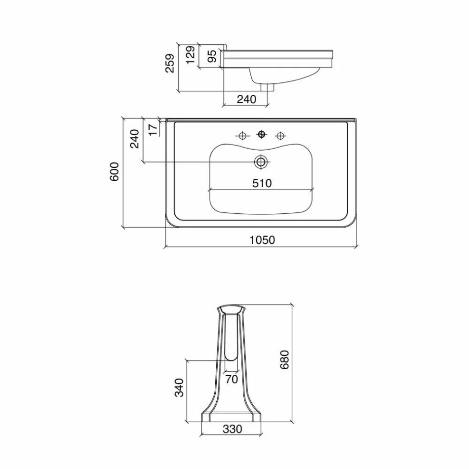 حوض غسيل كونسول على عمود عتيق من السيراميك صنع في إيطاليا - مروة Viadurini