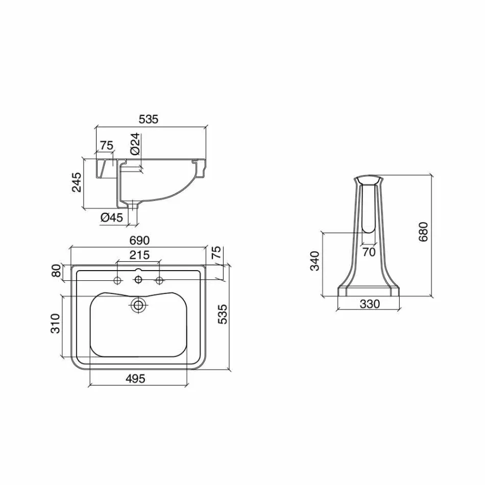 حوض غسيل كونسول على عمود عتيق من السيراميك صنع في إيطاليا - مروة Viadurini