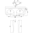 حوض غسيل كلاسيكي مع حوض مزدوج وأقدام سيراميك، صنع في إيطاليا - بولينا Viadurini