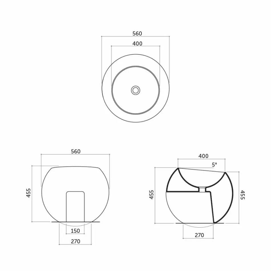 حوض غسيل على شكل كرة من بلاط السيراميك الملون Viadurini