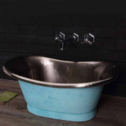 Washbasin finished in white iron and verdigris Cala Viadurini