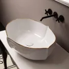 حوض غسيل بتصميم سطح الطاولة مصنوع من السيراميك باللون الأبيض الذهبي في إيطاليا أوسكار Viadurini