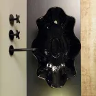 حوض غسيل من السيراميك باللونين الأسود والذهبي، صنع في إيطاليا، Cubo Viadurini