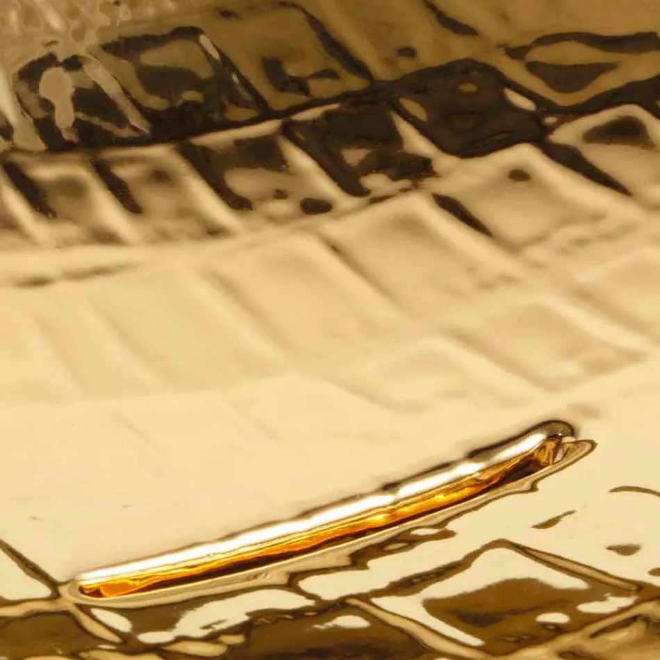 حوض غسيل سيراميك بتصميم سطح الطاولة باللون الذهبي صنع في إيطاليا، حيوانات Viadurini