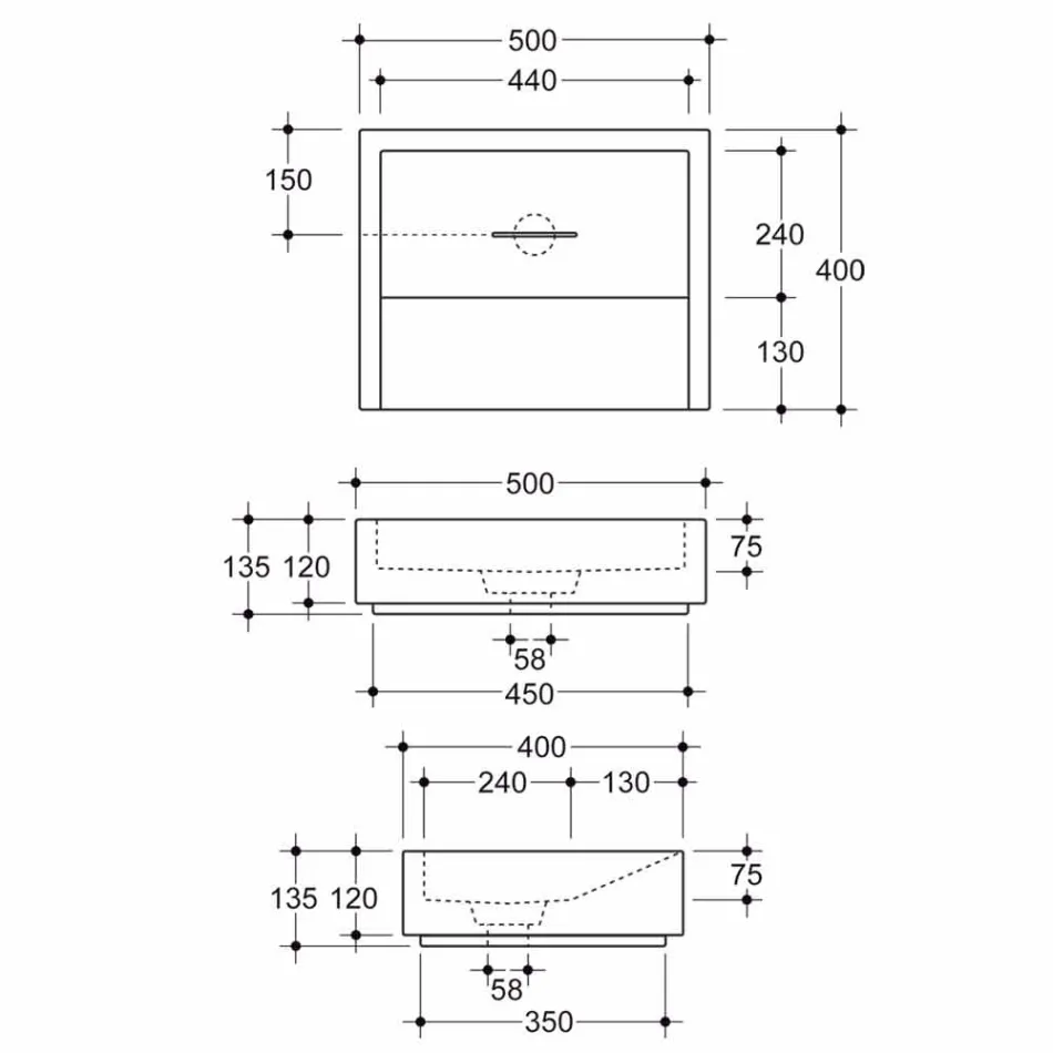 حوض غسيل مستطيل من السيراميك بتصميم داليا الإيطالي Viadurini