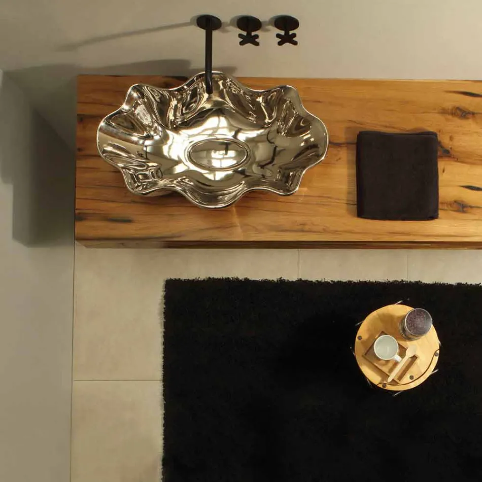 حوض غسيل سيراميك بتصميم عصري مصنوع في إيطاليا من Cubo Viadurini