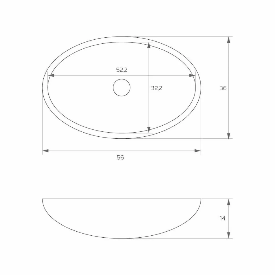 حوض غسيل بيضاوي قائم بذاته، تم إنتاجه في إيطاليا، فراسكاتي Viadurini