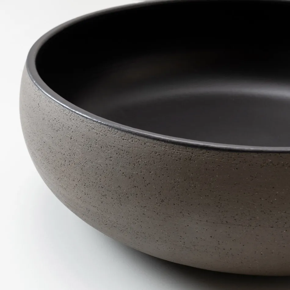 حوض مطبخ مصنوع يدويًا من طين راكو فاتح أو داكن اللون - بريزما Viadurini