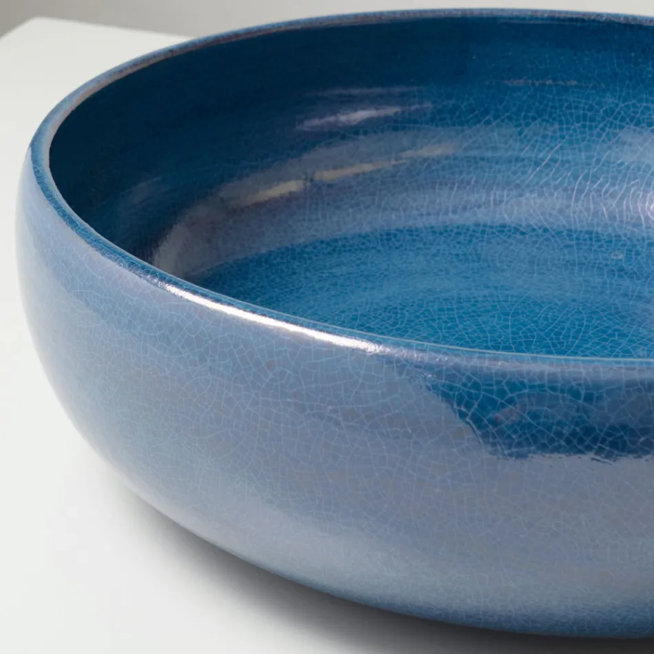 حوض مطبخ من طين راكو مع لمعان معدني متشقق - بريزما Viadurini