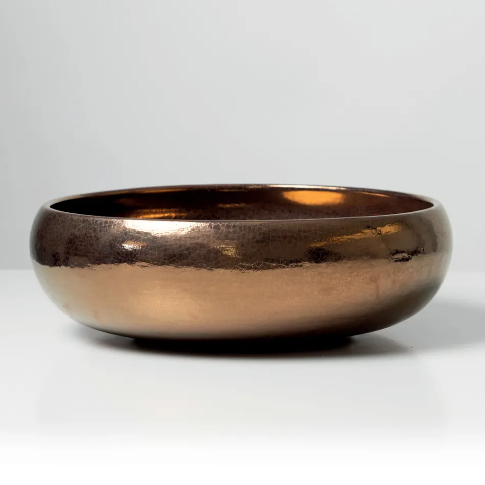 حوض مطبخ مصنوع يدويًا من طين راكو المعدني - بريزما Viadurini