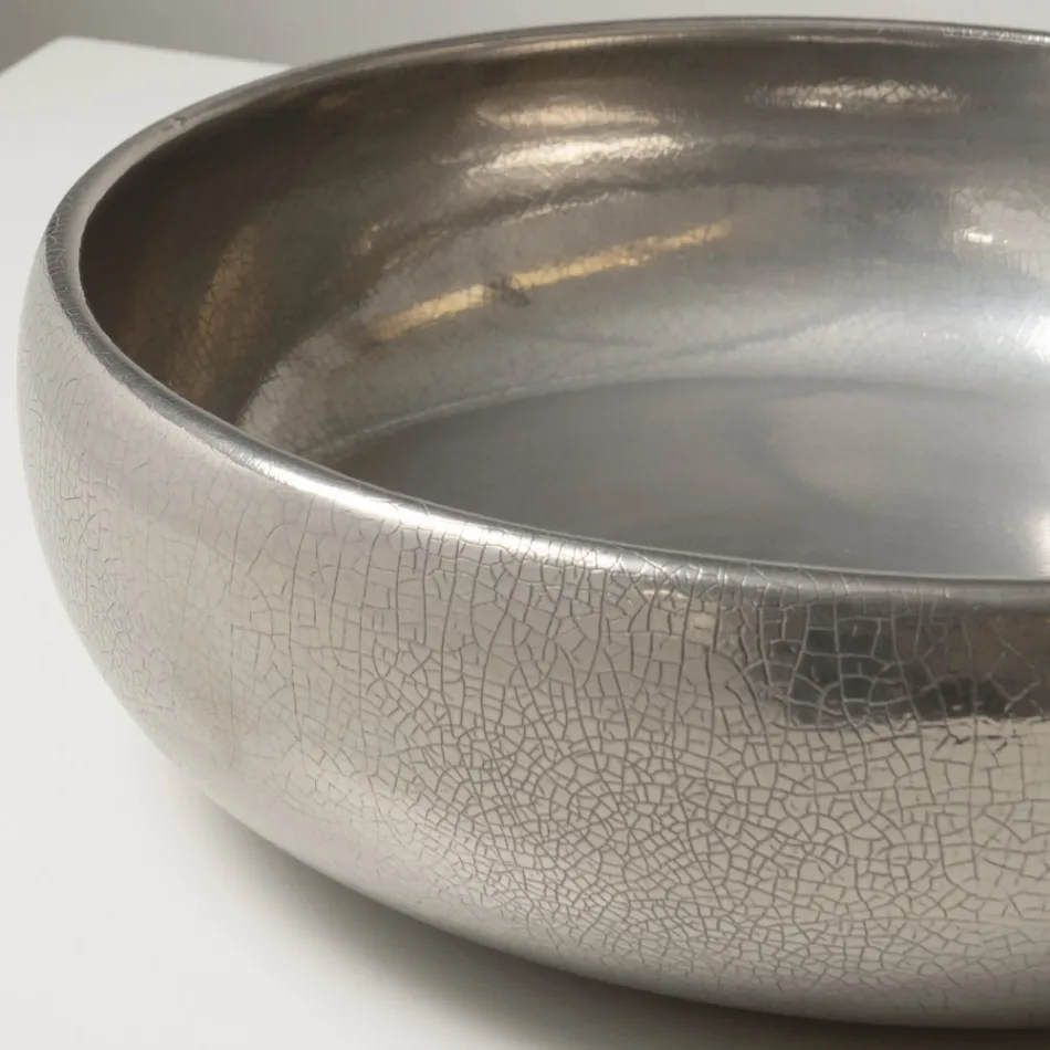 حوض مطبخ مصنوع يدويًا من طين راكو المعدني - بريزما Viadurini