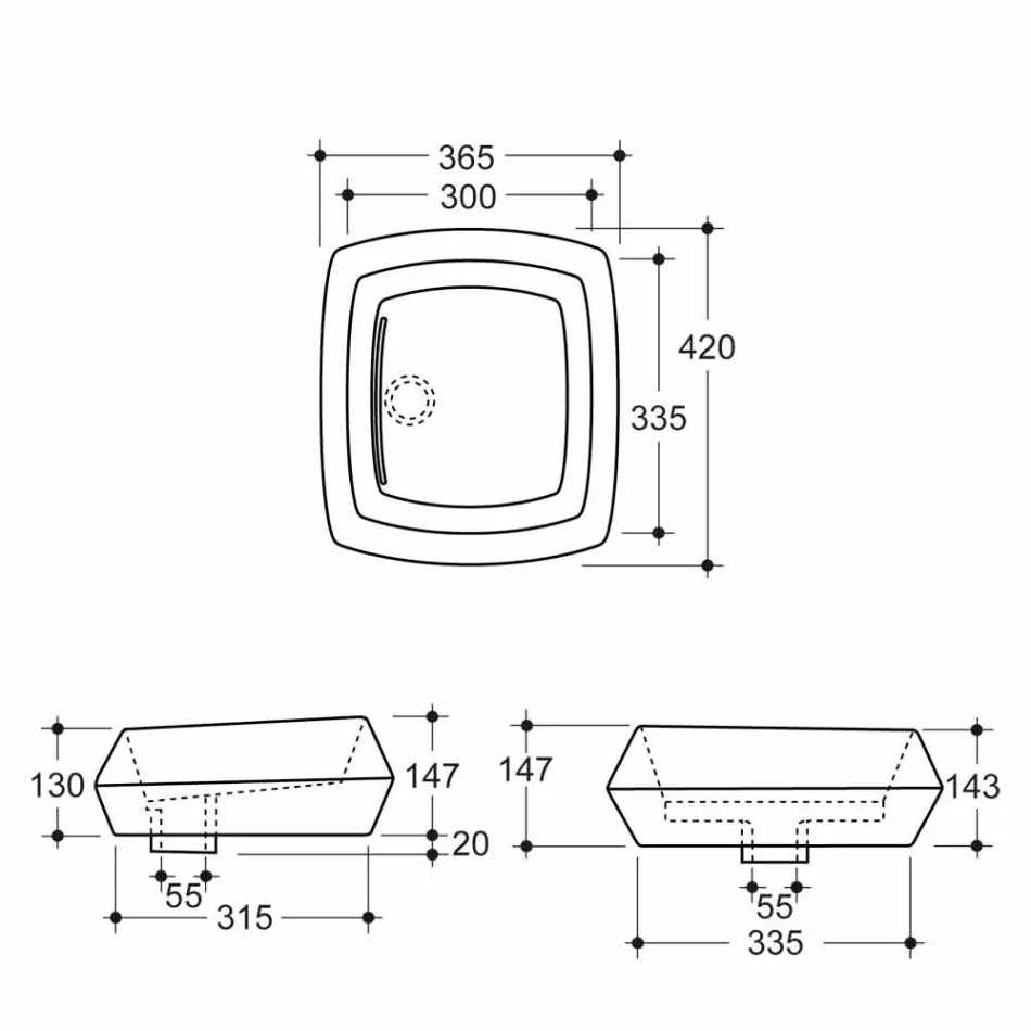 حوض غسيل منضدي بتصميم سيراميكي أبيض صنع في إيطاليا سيمون Viadurini