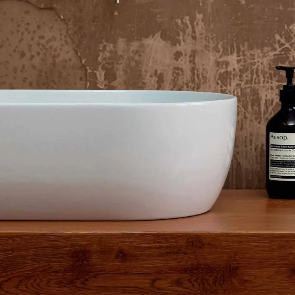 حوض غسيل من السيراميك الأبيض أو الملون Star 55x35 مصنوع في إيطاليا Viadurini