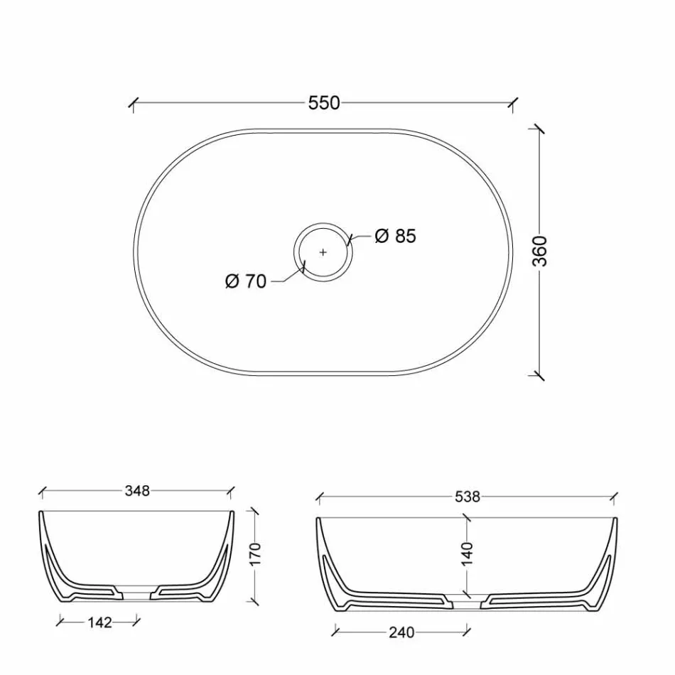 حوض غسيل من السيراميك الأبيض أو الملون Star 55x35 مصنوع في إيطاليا Viadurini