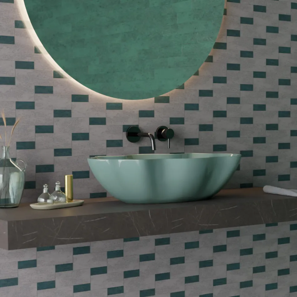 حوض غسيل من السيراميك الملون بتشطيبات مختلفة، طول 65 سم - مكعب Viadurini