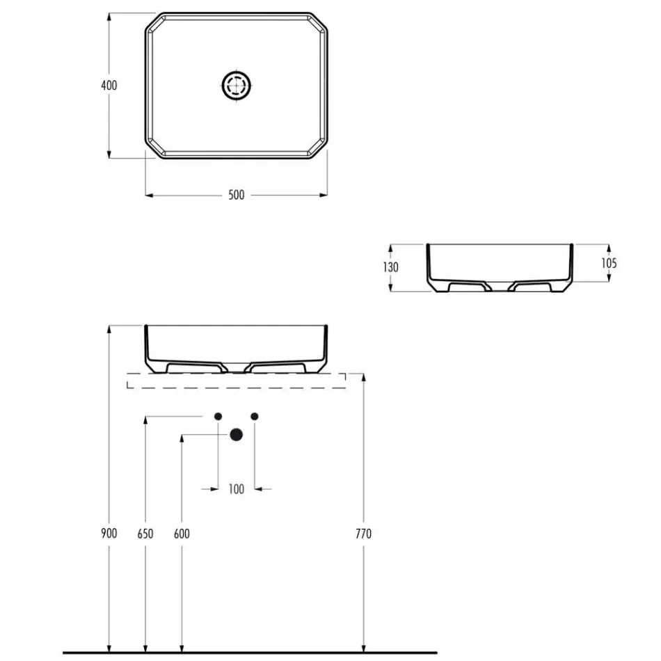 حوض غسيل سيراميكي حديث مصنوع في إيطاليا، زوليمو Viadurini