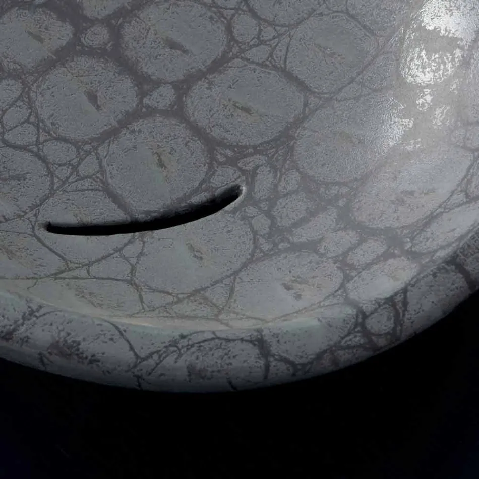 حوض غسيل من السيراميك الرمادي المطبوع بجوز الهند، صنع في إيطاليا لامع Viadurini