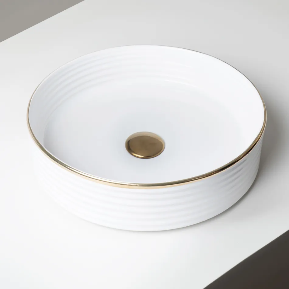 حوض مطبخ من الخزف الحجري مع حافة مطلية بالمينا - اهتزاز Viadurini