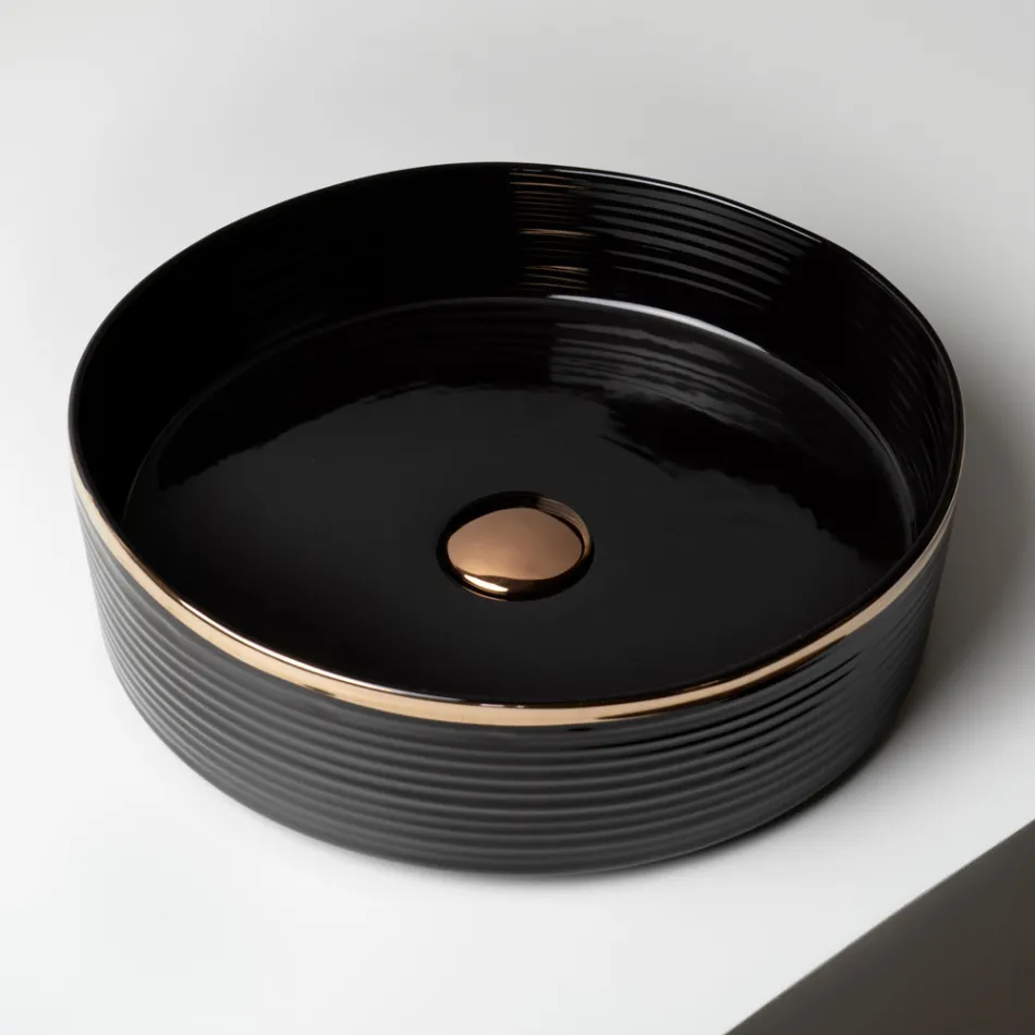 حوض مطبخ من الخزف الحجري مع حافة مطلية بالمينا - اهتزاز Viadurini